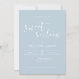 Bleu clair Élégant Sweet sixteen Invitation