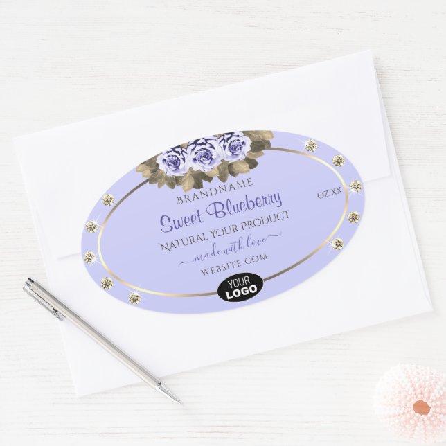 Bleu clair Étiquette Bleu Rose Bijoux Logo (Enveloppe)