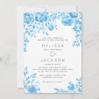 Bleu clair Faire-part de mariage à la frontière fl