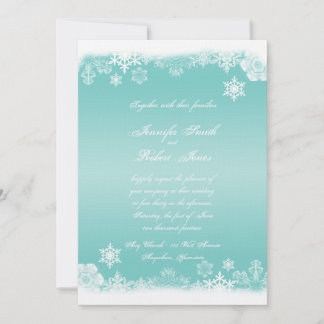 Bleu clair Faire-part de mariage à neige blanche