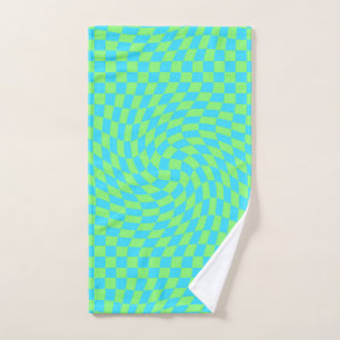 Bleu clair frais et vert dépoli À damiers Motif