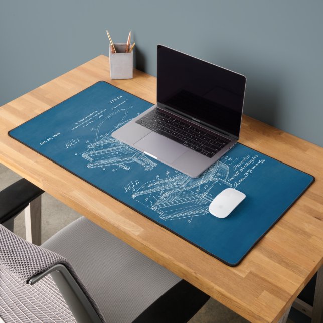 Bleu Clair | Grand Piano Patent Desktop Mat (Bureau 2)