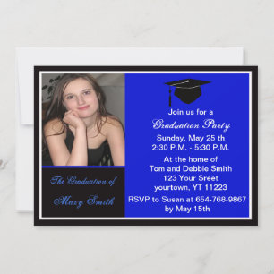 Bleu clair Photo Graduation Party Invitation