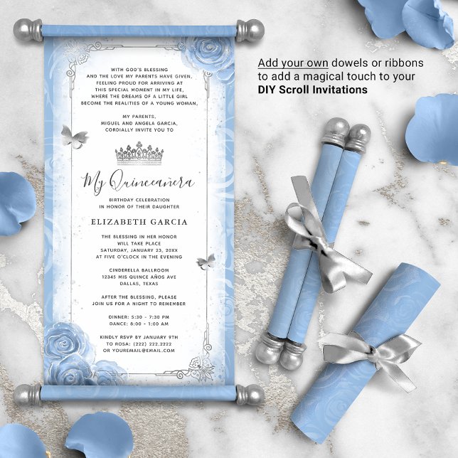 Bleu clair Quince do-it-yourself défilement Invita (DIY scrolls do not come with dowels. Add your own or roll up with a ribbon for an elegant touch!)