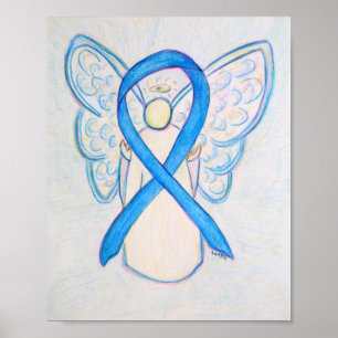 Bleu clair Ruban Angel Poster Art Imprimer