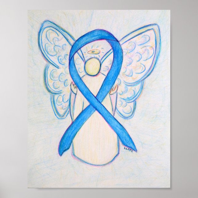 Bleu clair Ruban Angel Poster Art Imprimer (Devant)