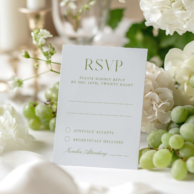 Bleu clair & Sage Vert élégant mariage carte RSVP (Light Blue & Sage Green Elegant Wedding RSVP Card)