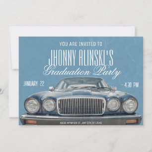 Bleu Classic voiture graduation Invitation