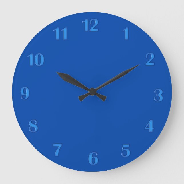 Bleu Cobalt massif avec chiffres bleus Horloge mur (Recto)