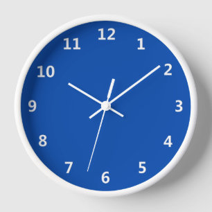 Bleu Cobalt solide avec chiffres blancs Horloge mu