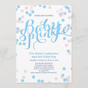 Bleu coloré moderne bébé saupoudrer Invitation Gar