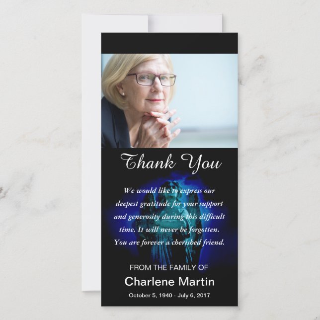 Bleu commémoratif d'ange de photo de Merci de (Devant)