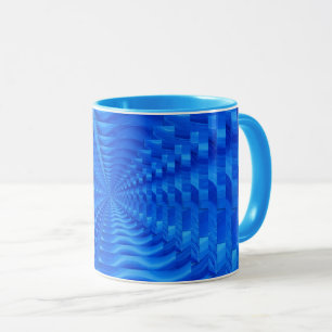 Bleu Concentrique Carré Mug