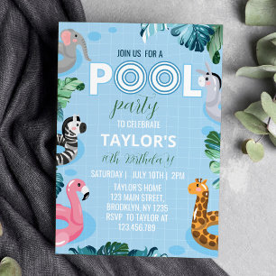 Bleu Cool Pool Boy Invitation Anniversaire