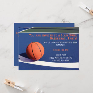 Bleu cour basket invitations anniversaire