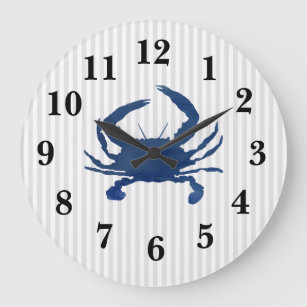 Bleu Crabe Bleu Bande Nautique Grande Horloge