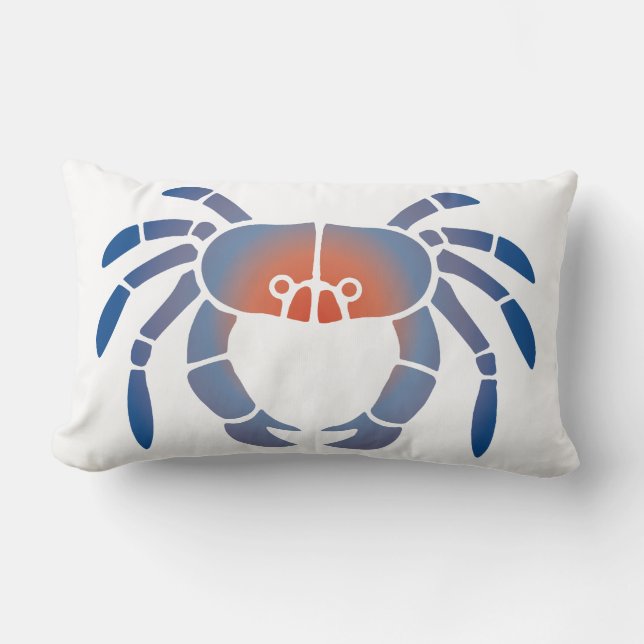 Bleu Crabe Coastère Vie Lumbar Coussin (Recto)