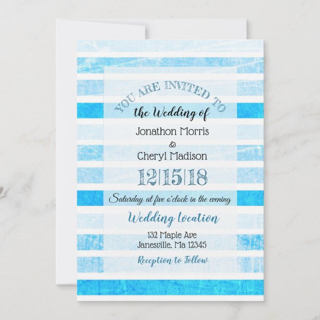 Bleu crackle Gratté Mariage invitations (Devant)