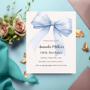 Bleu crème beige invitation anniversaire