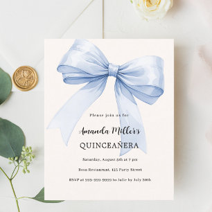 Bleu crème élégante Quinceanera invitation
