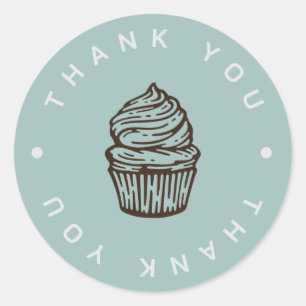 Bleu Cupcake Logo Boulangerie Merci Sticker
