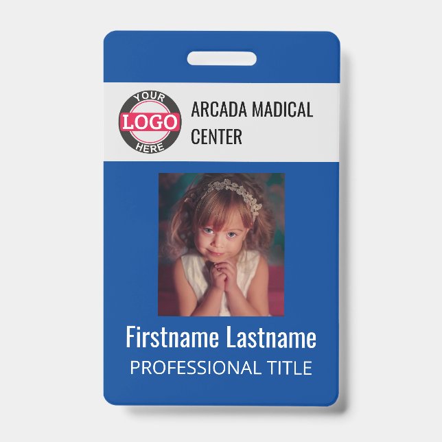 Bleu Custom Employee Photo Logo Name Badge (Avant)