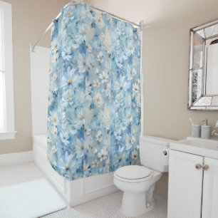 Bleu Daisy Floral Patchwork Douche rideau