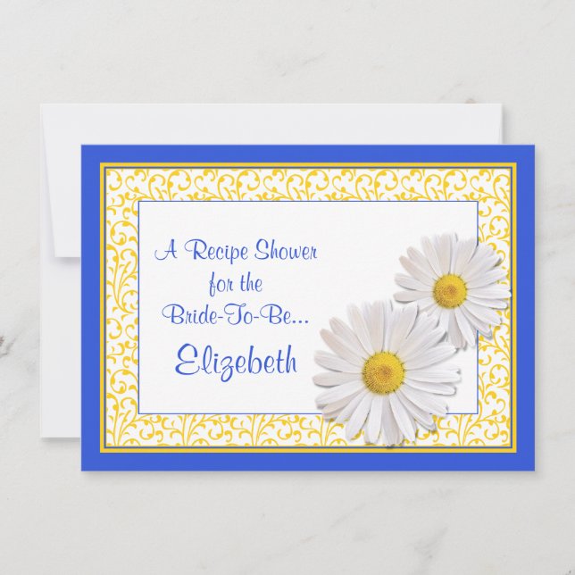 Bleu Daisy Recette Thème Bridal Douche Invitation (Devant)