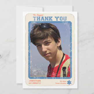 Bleu de carte de remerciements de Mitzvah de barre