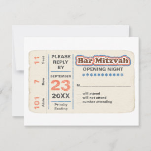 Bleu de carte- de réponse de Mitzvah RSVP de barre