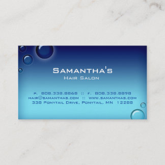 Bleu de carte de visite de spa de salon de bulles