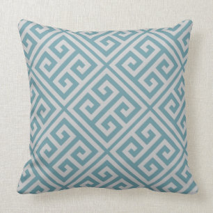 Bleu de coussin grec de motif principal et gris