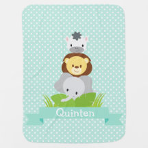 Bleu de couverture de bébé de jungle personnalisé