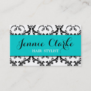 Bleu de damassé de carte de visite de coiffeur