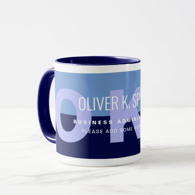 Bleu de fabrication moderne café Mug avec nom (Devant gauche)