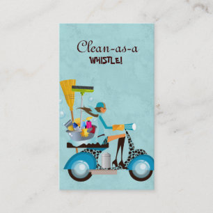 Bleu de fille de scooter de carte de visite de