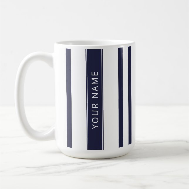 Bleu de la Marine avec ton nom Mug (Gauche)