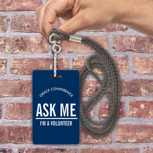 Bleu de la Marine Demande-moi Je suis un badge d'i (Créateur téléchargé)