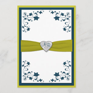 Bleu de monogramme, faire-part de mariage floral