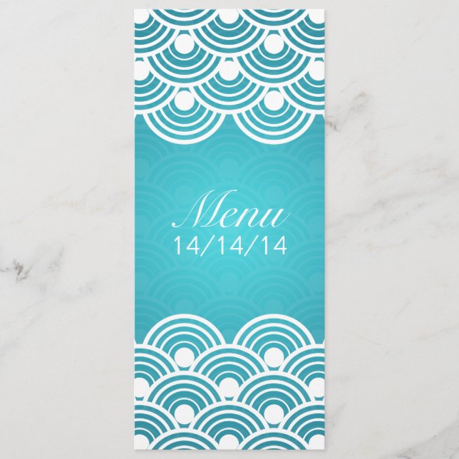 Bleu de motif cranté par menu élégant de mariage (Devant)