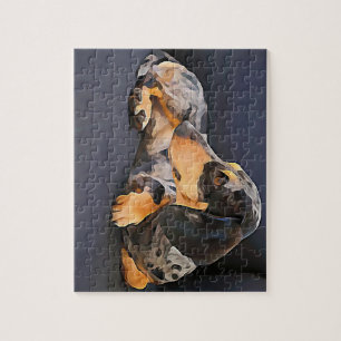 bleu de puzzle de dachshund