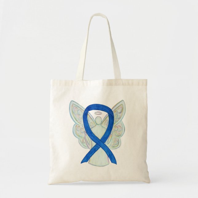 Bleu de sensibilisation Ruban Sac fourre-tout pers (Devant)