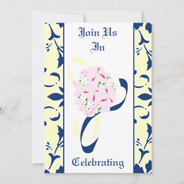 Bleu de Sodalite, Citron, invitation Mariage damas (Devant)
