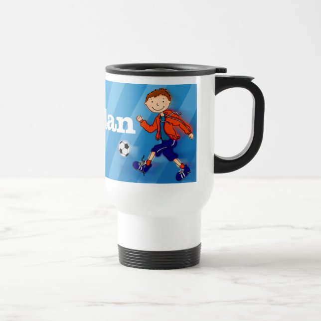 Bleu de tasse de lettre du nom 6 du football du (Droite)