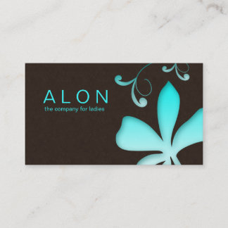 Bleu de turquoise de fleur de carte de visite de