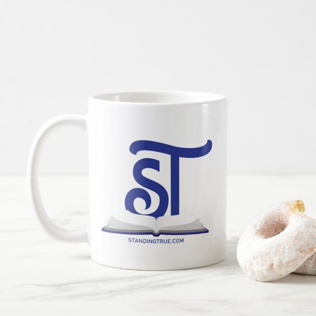 Bleu debout Vrai logo Mug (Avec donut)