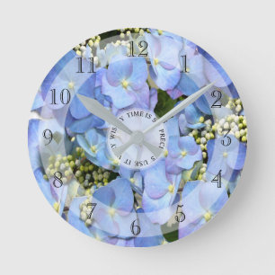 Bleu délicat Lacecap Horloge ronde Hydrangea