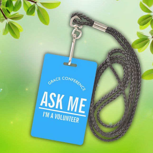 Bleu Demande-moi Je suis un badge d'identification (Créateur téléchargé)