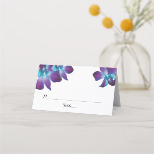 Bleu Dendrobium Orchidée Mariage Plaqué Cartes de