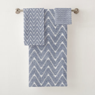 Bleu Denim Poussiéreux Petit Motif Chevron